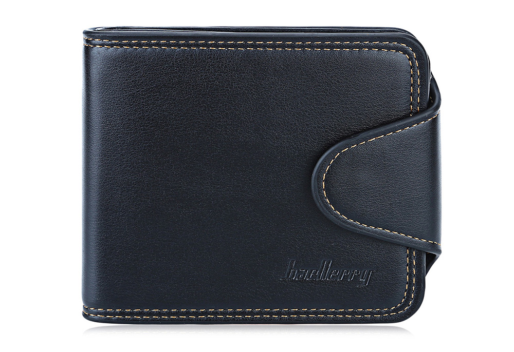 Baellerry Thread Solid Color Men Horizontal Cash Coin Photo Card Wallet