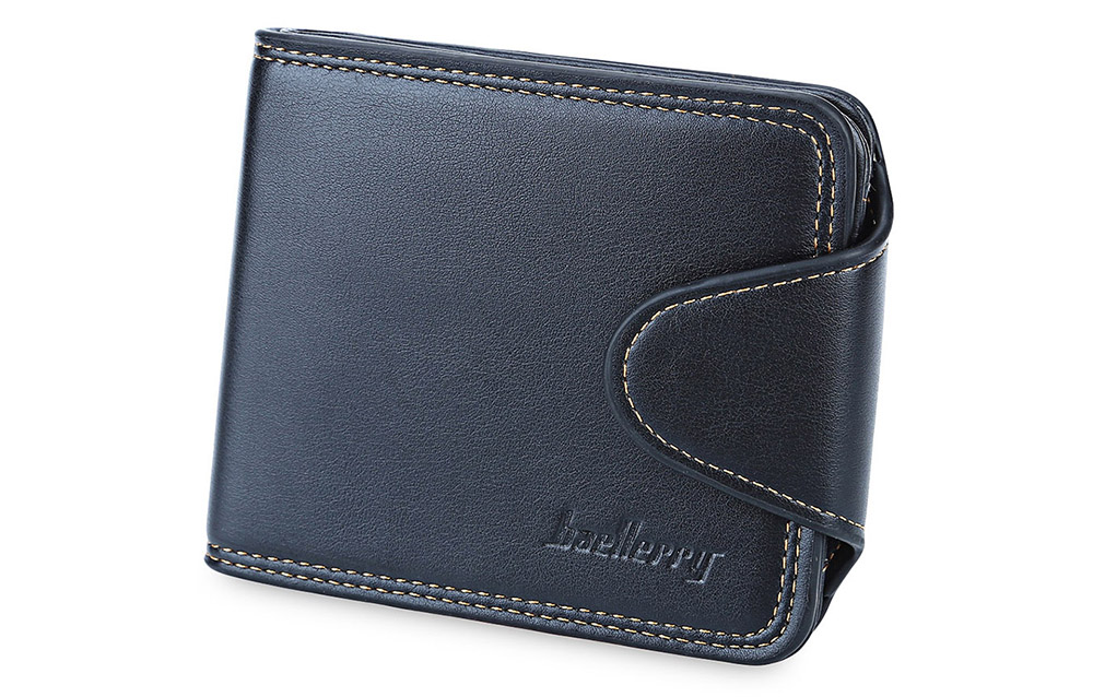 Baellerry Thread Solid Color Men Horizontal Cash Coin Photo Card Wallet