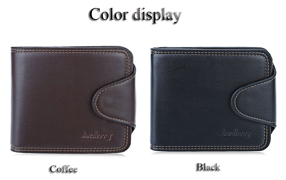 Baellerry Thread Solid Color Men Horizontal Cash Coin Photo Card Wallet