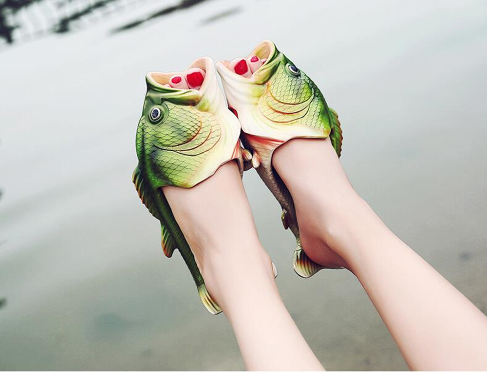 Originality Soft Imitation Green Fish Slipper / Unisex