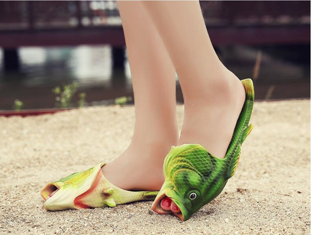 Originality Soft Imitation Green Fish Slipper / Unisex