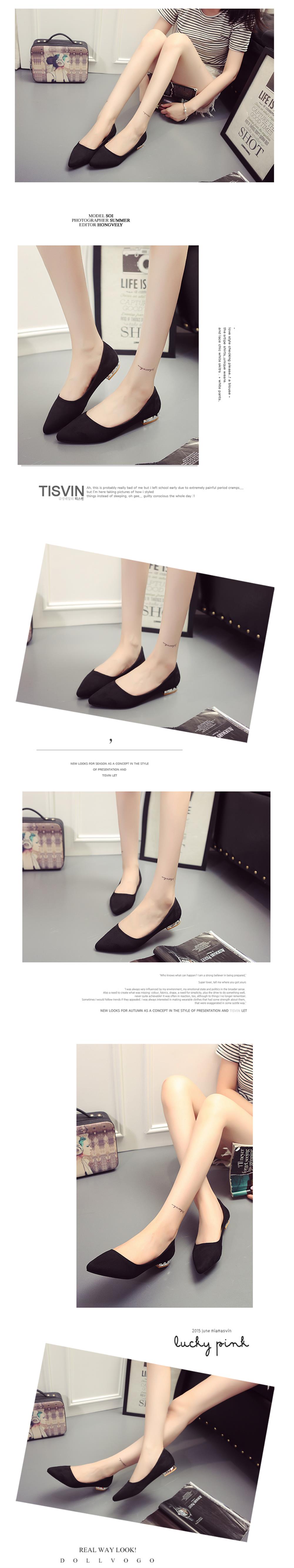 Shallow Mouth Pointed Head Female Small Heel Suede Leisure Shoes ...