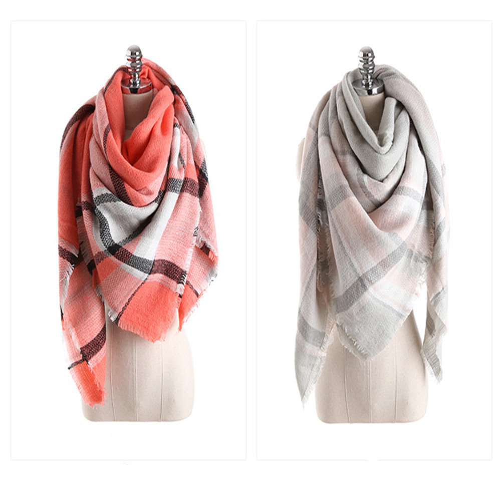 Salybaby Lattice Stitching Multicolor Color Imitation Cashmere Scarf