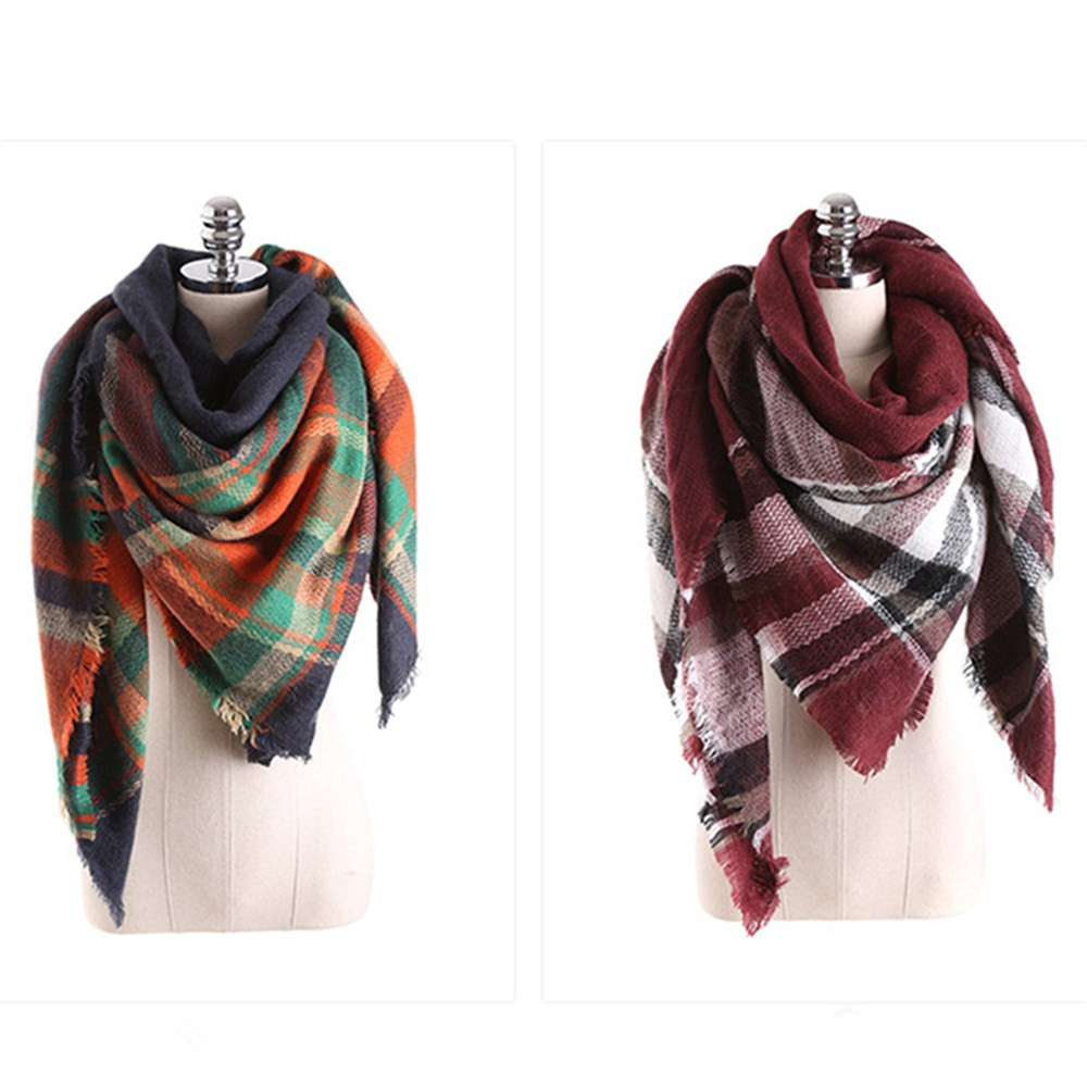 Salybaby Lattice Stitching Multicolor Color Imitation Cashmere Scarf