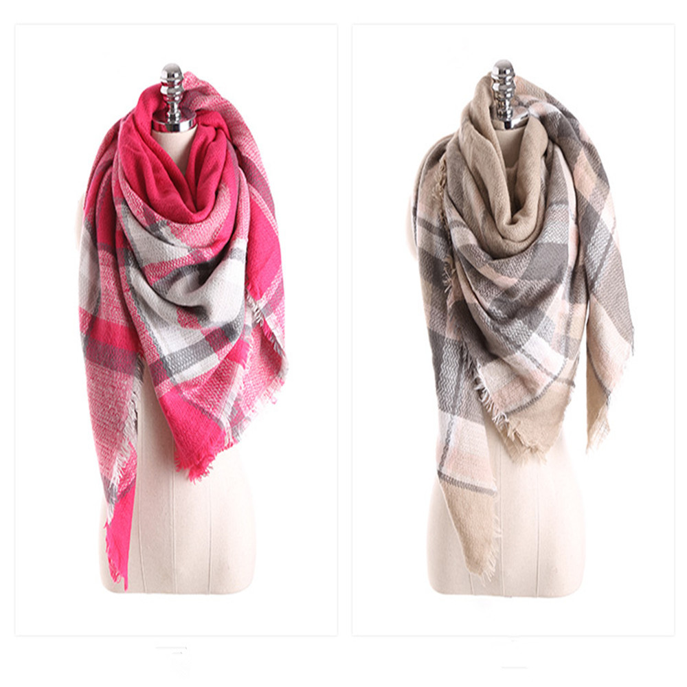 Salybaby Lattice Stitching Multicolor Color Imitation Cashmere Scarf