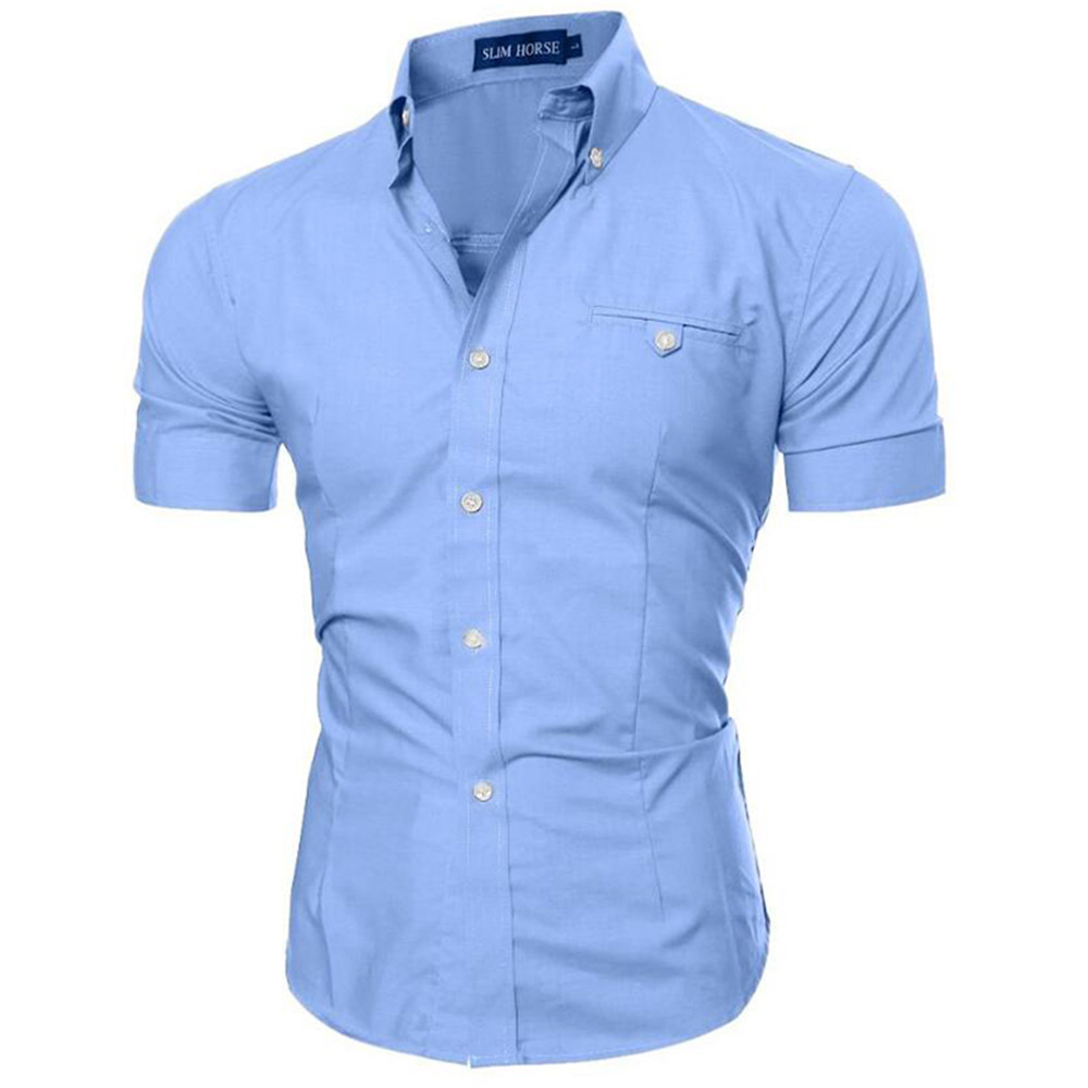 New Fashion Men's Casual Slim Solid Shirt - White - 3O70654122 Size M