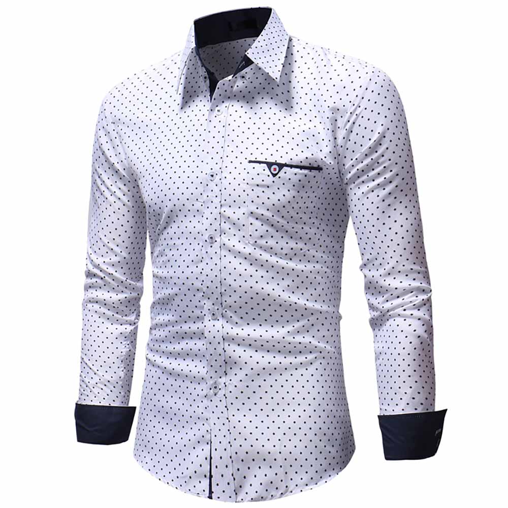 Men's Classic Pentagram Print Casual Slim Long Sleeve Shirt