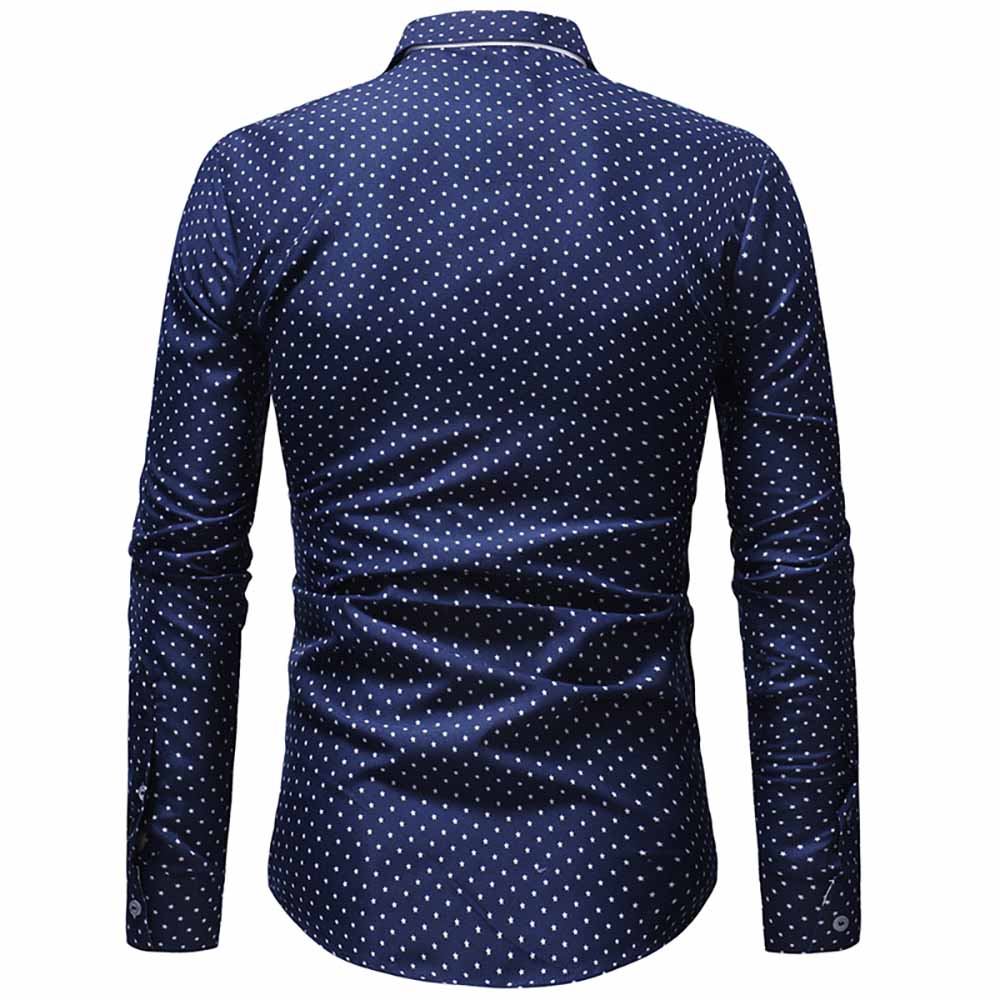 Men's Classic Pentagram Print Casual Slim Long Sleeve Shirt