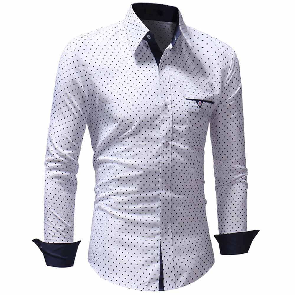 Men's Classic Pentagram Print Casual Slim Long Sleeve Shirt