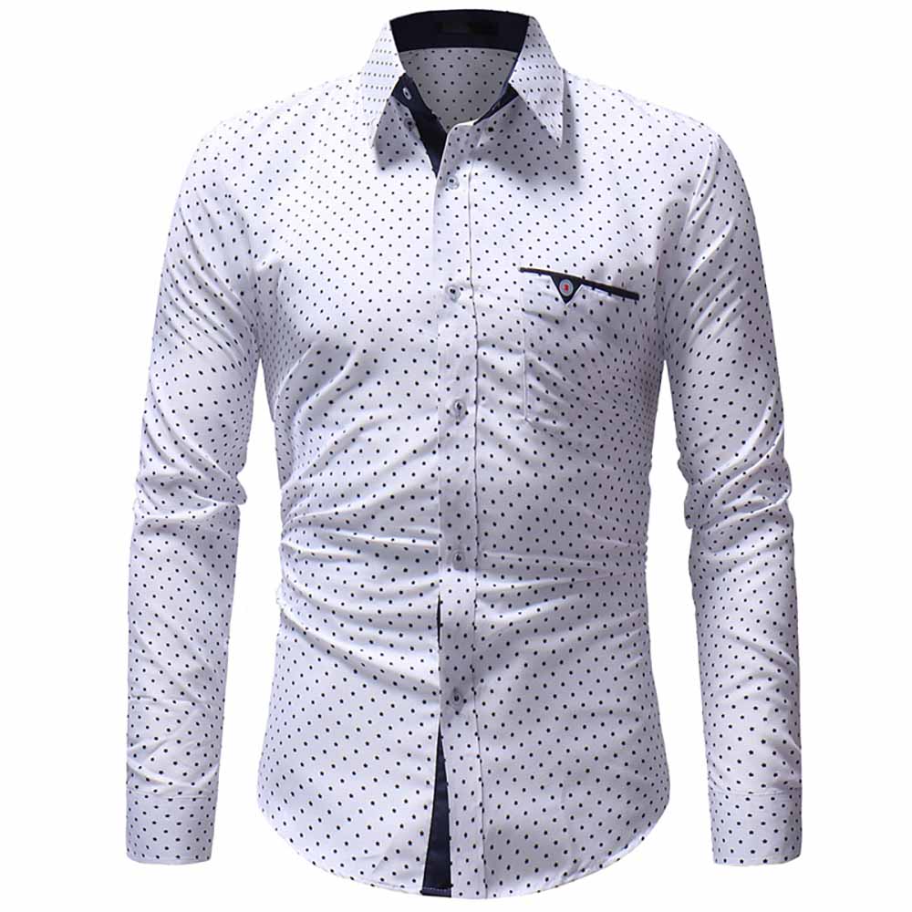 Men's Classic Pentagram Print Casual Slim Long Sleeve Shirt