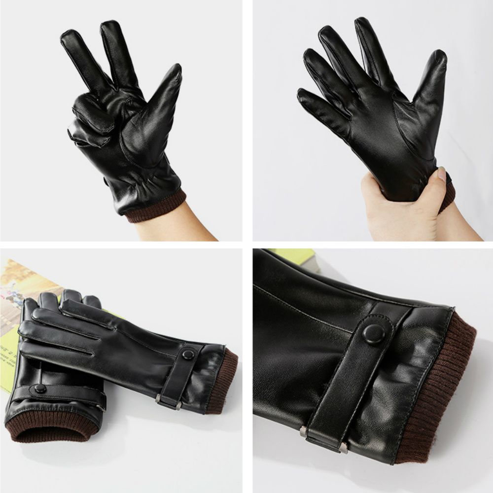 Men'S Leather Suede Windproof Gloves