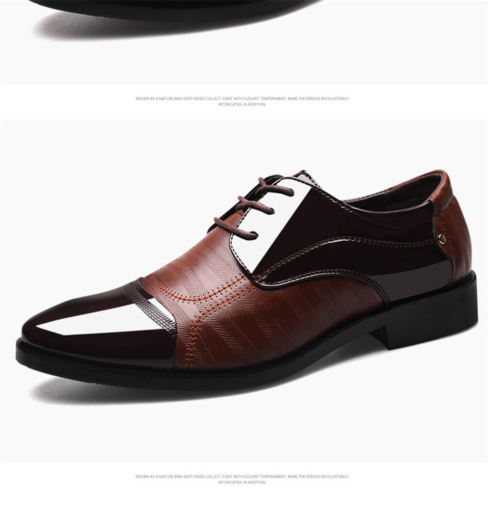 Leather Shoes Pointed Men Ballroom Dance Bureau Dress Shoes Man - Brown ...