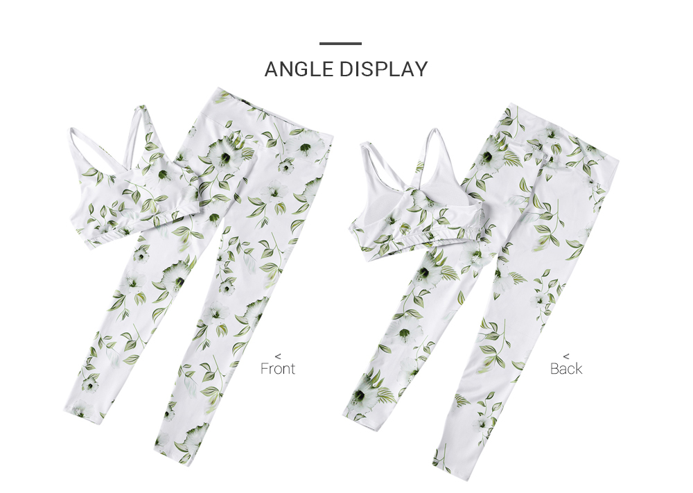 Morning Glory Pattern Printed Yoga Sports Suit with Chest Pad