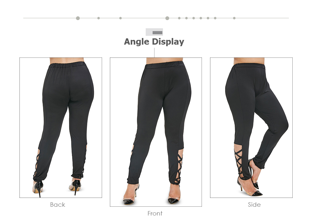 Trendy High Waist Cross Strap Elastic Women Long Pants Trousers