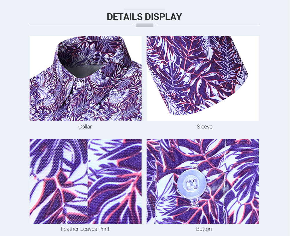 Long Sleeves Plant Leaves Print Casual Shirt