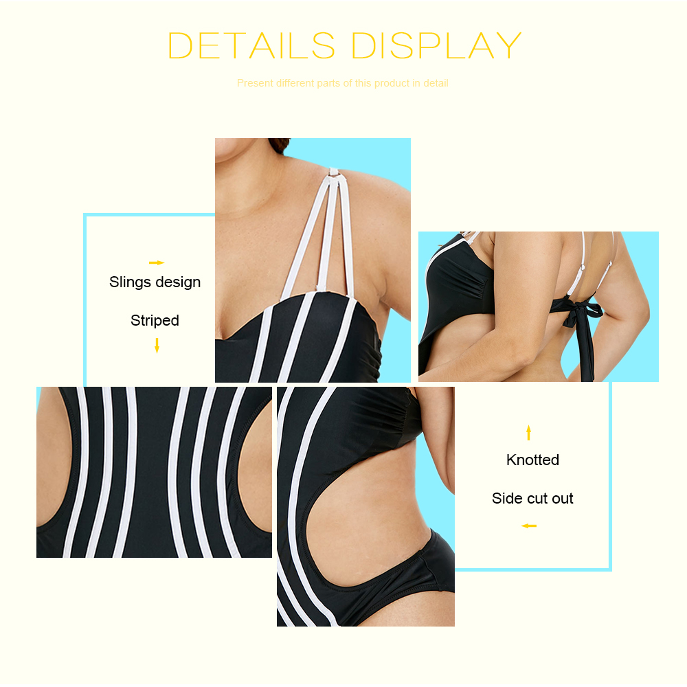 Side Cut Out Strappy Plus Size Swimwear