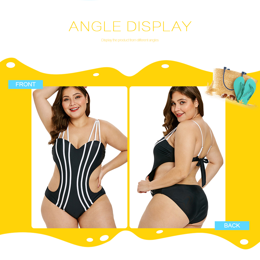 Side Cut Out Strappy Plus Size Swimwear