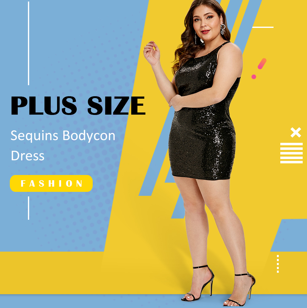 Plus Size Sequins Bodycon Dress