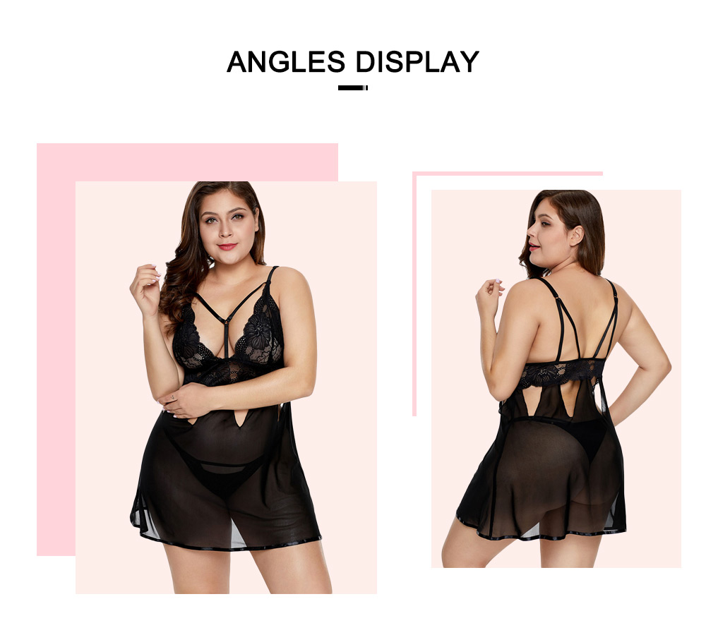 Plus Size Cut Out Lace Panel Babydoll